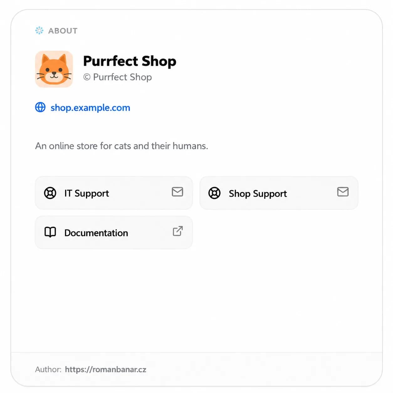 About box showing public details only